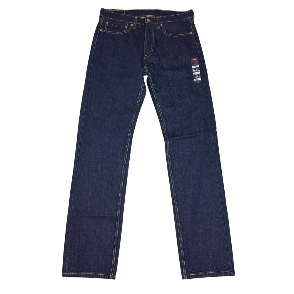 Levis 505 Jeans Mens 34x36 Tall Blue Dark Wash Straight Leg Indigo Denim NEW